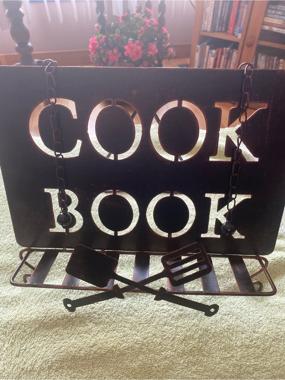 Cook Book Metal Stand with Utensil Accents - Black